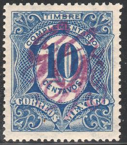 MEXICO 385, 10c LARGE MONOGRAM HANDSTAMP UNUSED, H OG. F-VF.(371)