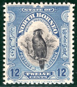 NORTH BORNEO KEVII SG.173 Stamp 12c COCKATOO (1909) Mint Cat £70- BIRDS SBLUE116