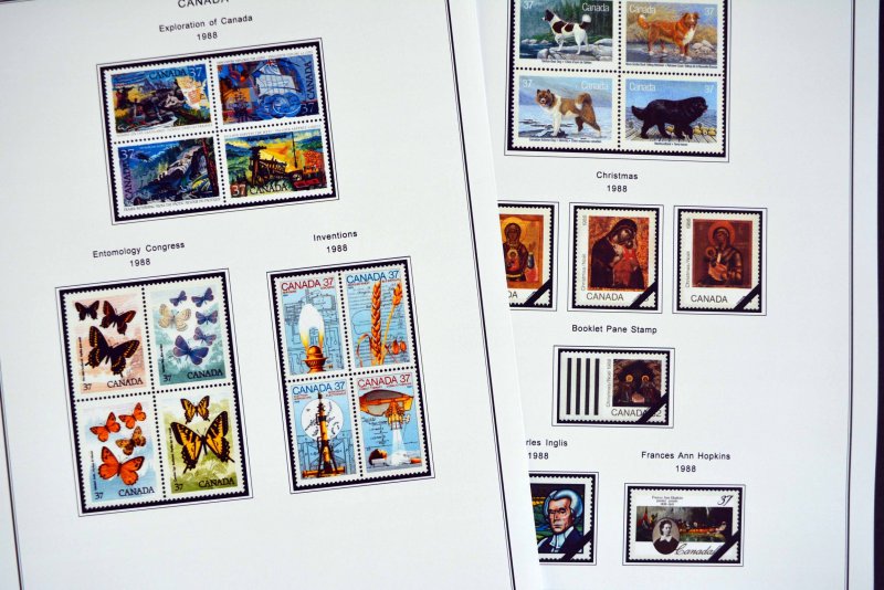 COLOR PRINTED CANADA 1974-1988 STAMP ALBUM PAGES (51 illustrated pages)