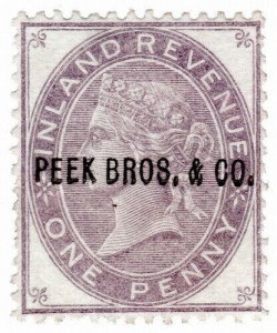 (I.B) QV Commercial Overprint : Peek Brothers & Co