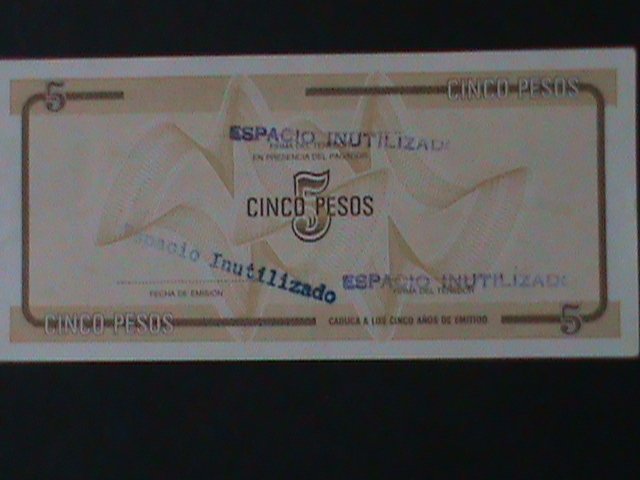 ​CUBA-NATIONAL BANK OF CUBA-$5-PESO-TOURIST EXCHANGE CERTIFICATE-UNC-VF-RARE