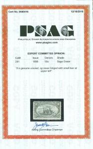 EDW1949SELL : USA 1898 Scott #291 Mint Never Hinged PO Fresh PSAG Cert Cat $1800
