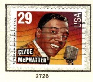 SC# 2726 - (29c) - Legends of Music, Clyde McPhatter, USED perf 10 - in album