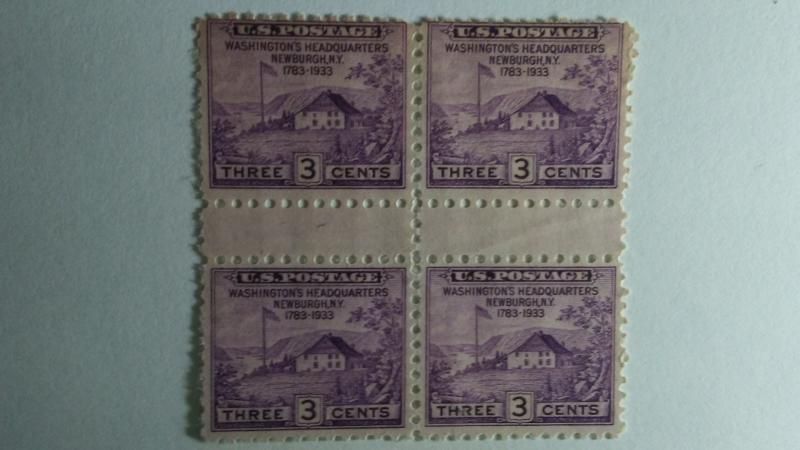 SCOTT # 752 HORIZONTAL GUTTER BLOCK MNH  AI. FREE INCUSE INDIAN COPPER COIN !!!