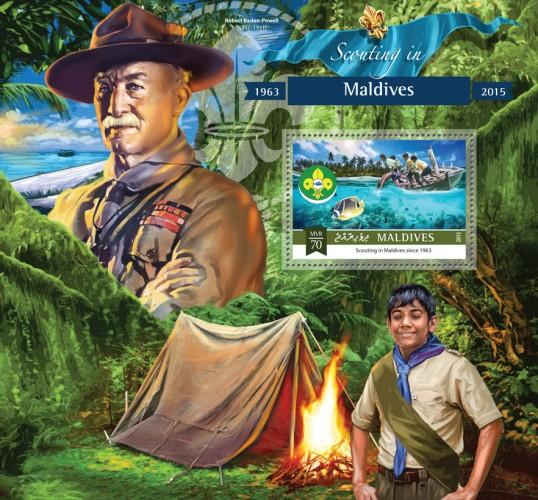 MALDIVES 2015 SHEET BADEN POWELL SCOUTS mld15-1109b