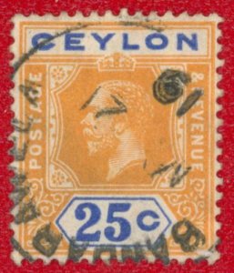 CEYLON Sc 238 USED - 1921 25c King George V - Die I, Wmk: Multi Crown Script CA