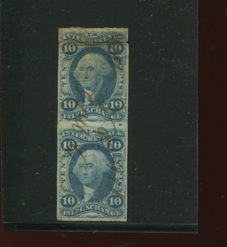 Scott R36a Inland Exchange Revenue Imperf Pair of 2 Stamps  (Stock R36-A3)