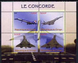 CONGO KIN. - 2009 - Concorde & de Gaulle - Perf 4v Sheet - MNH - Private Issue