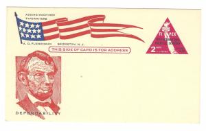 FIPEX UX44 Postal Card Lincoln Patriotic Cachet Fleischman Bridgeton NJ Advert