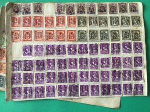Belgium pre cancel stamps on 2 old album part pages Ref A8445