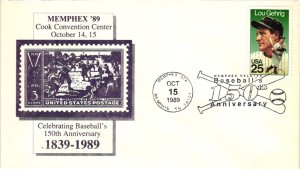 1989 Baseball 150th Anniversary Memphis, TN Baseball – Memphex Cachet – Aps