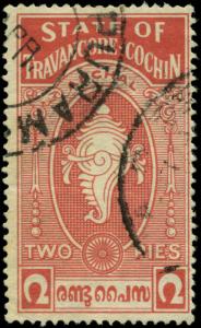 India, Feudatory States, Travancore-Cochin Scott #16 Used