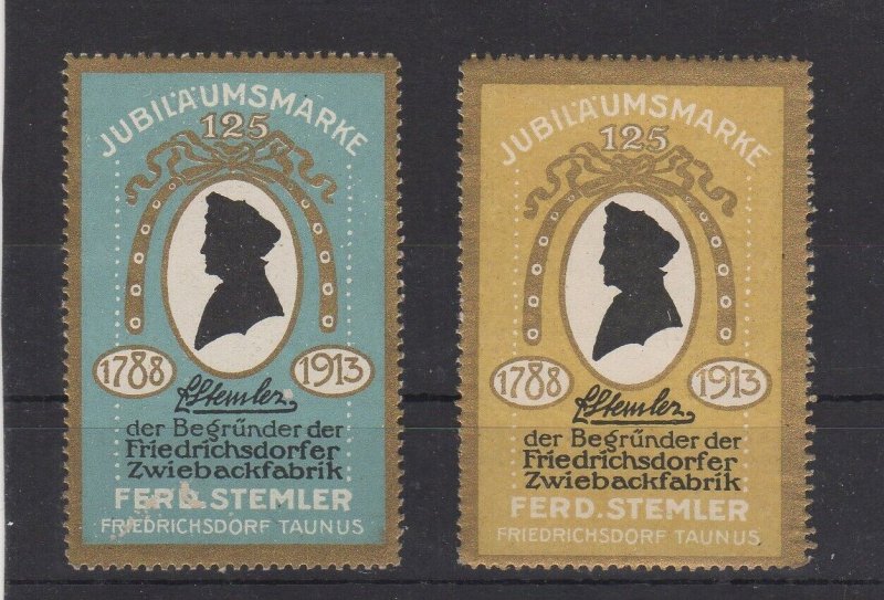 German Advertising Stamps- Pair of 1913 Friedrichsdorfer Biscuit Factory 