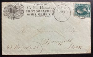 1880s Warren NH USA Advertising Cover To Springfield MA  Photographer