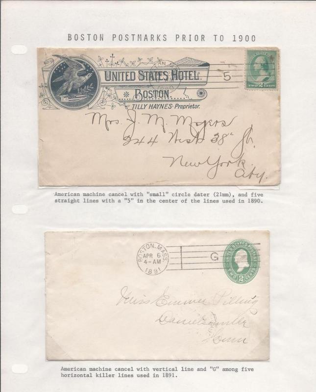 Boston Mass, Six Envs w/American Machine 1890//94 Cnls, M...