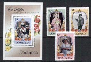 Dominica 1985 Queen Mother 85th Birthday + MS MUH