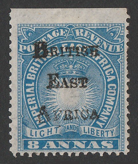 BRITISH EAST AFRICA 1895 BEA overprinted Light & Liberty 8a. Only 1900 printed.