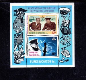 TURKS & CAICOS ISLANDS #298a 1974 CHURCHILL MEMORIAL MINT VF NH O.G S/S bb