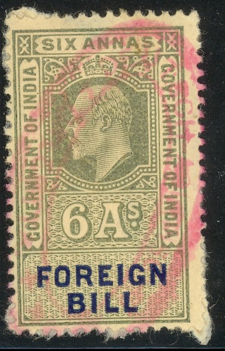 INDIA 1904 KEDVII 6a FOREIGN BILL Revenue BFT. 35 VFU