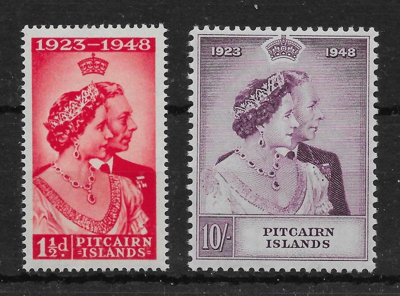 PITCAIRN ISLANDS SG11/2 1949 SILVER WEDDING SET MNH 