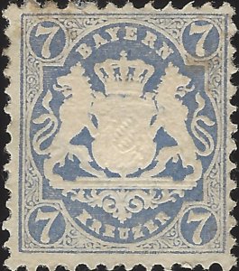 Germany Bavaria Scott #35 Lightly Used 7 Kr 1875 Coat of Arms Stamp CV 275.00