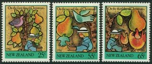 New Zealand 854-856,MNH.Michel 971-973. Christmas 1986.Birds,fruits,trees.