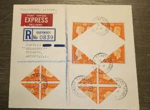 1941 Registered Express England Bisect Cover Guernsey Channel Islands Belmonte