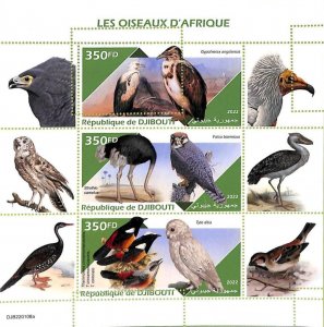 A7434 - DJIBOUTI - MISPERF ERROR Stamp Sheet - 2022 - ANIMALS, Birds OWL-