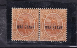 St Kitts Nevis 1 1/2d War Stamp Pair O/P SG23/23a MH BP16167