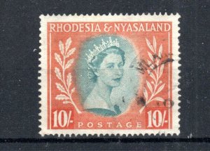 Rhodedsia and Nyasaland 1954-56 10s Queen Elizabeth II SG 14 FU CDS
