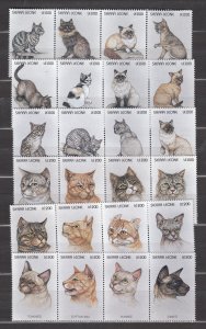 Z4592 jlstamps Sierra Leone Sc 1892-1893 mnh/mh.1996 Cats, 2 sets of 12