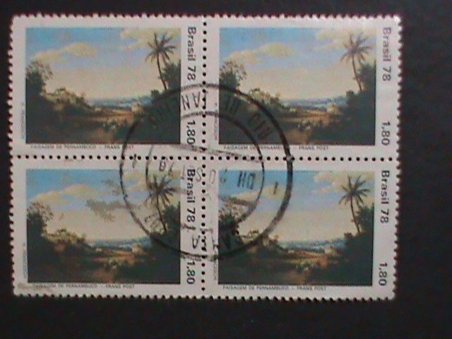 BRAZIL-1978 SC#1592 PAINTING OF PURNAMBUCOBY FRANS POST-FANCY CANCEL-BLOCK VF