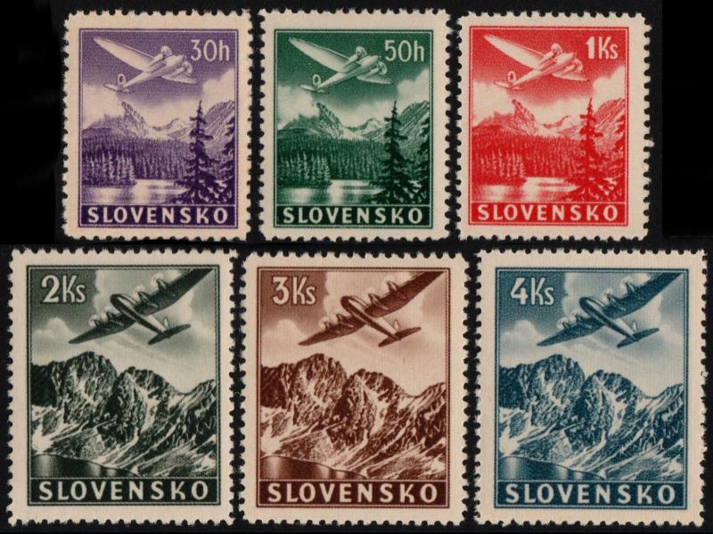 ✔️ SLOVAKIA 1939 - AIR MAIL - SC.C1/C6 MNH OG [SK048X]