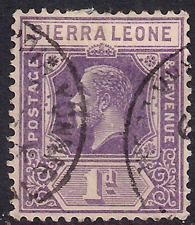 Sierra Leone 1921 – 27 KGV 1d Bright Violet used SG 132 Die 2 ( L1253 ) 