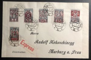 1920 Velikocec Hungary Express Mail cover To Marburg People's Republic Overprint