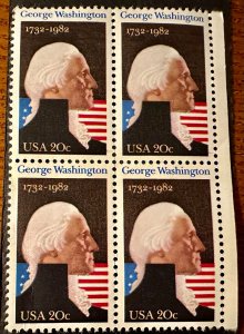 US # 1952 George Washington block of 4 1982 20c Mint NH