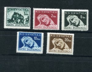 NDH CROATIA GERMAN PUPPET STATE 1944 SURTAX FOR THE WOUNDED RA3-RA7 PERFECT MNH