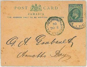 34892 - JAMAICA - POSTAL HISTORY -  STATIONERY CARD from ANNOTTO BAY  1906