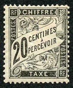 France 1882 20c black Post Due Fresh M/M (gum thin)