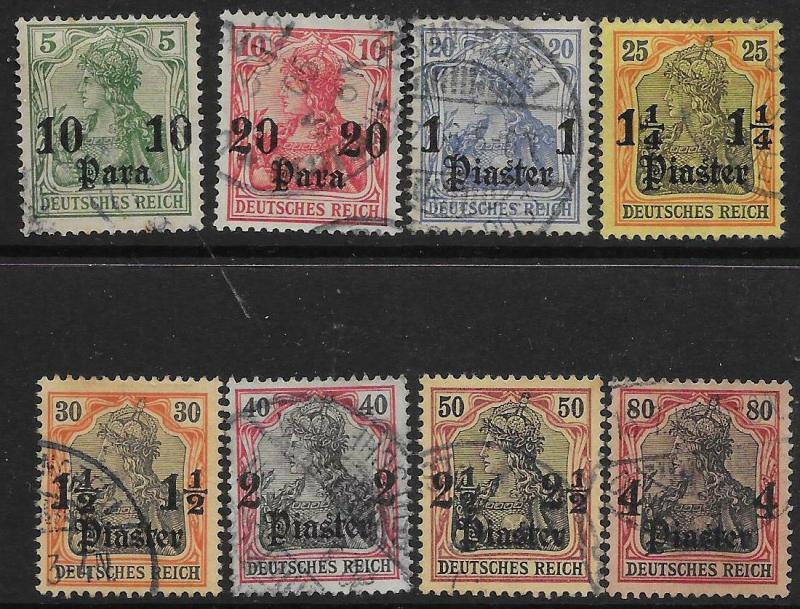 GERMAN P.O.'S IN TURKISH EMPIRE SG35/42 1905 DEFINITIVE SET TO 4pi USED