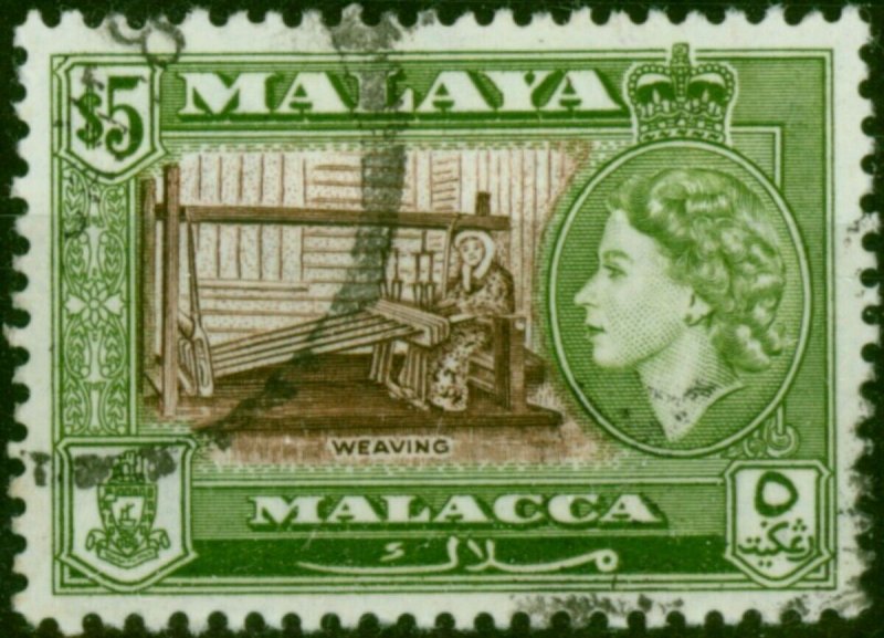 Malacca 1957 $5 Brown & Bronze-Green SG49 Fine Used