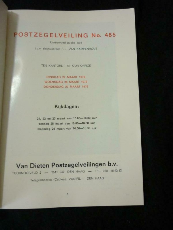 VAN DIETEN AUCTION CATALOGUE 1979 NEDERLAND DE COLLECTIE W E GERRISH OBE