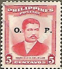 Philippines #592 5c Marcelo Del Pilar USED Official (1953) w/ 'O.P.' overprint