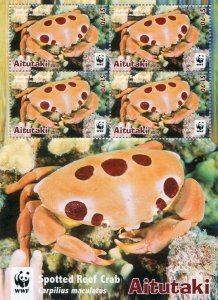 Aitutaki (Cook Islands) 2014 WWF SPOTTED REEF CRABS Sheet Perforated Mint (NH)