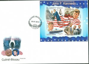 GUINEA BISSAU 2013 50th MEMORIAL  ANNIVERSARY PRESIDENT  JOHN F. KENNEDY SHT FDC