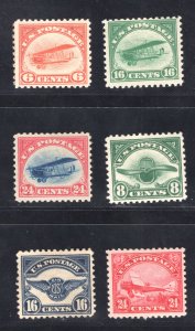 MOMEN: US STAMPS #C1-C6 SET MINT OG NH VF 4 PF CERTS LOT #79574