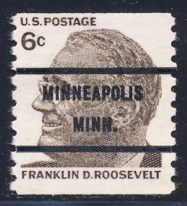 Minneapolis MN, 1305-71 Bureau Precancel, 6¢ coil Roosevelt