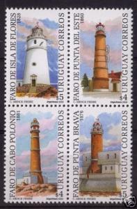 Historical Lighthouse faros lechtrume stamps URUGUAY Sc#1858 MNH  cv$7.5 