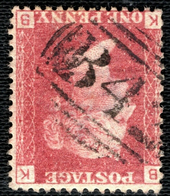 GB WALES QV Stamp RARE NUMERAL *B42*WALTON Radnorshire 1d Red Plate 102 BLRED132