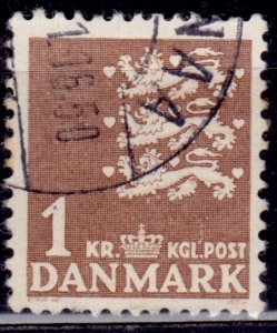 Denmark, 1946-47, Small National Arms, 1kr, sc#297, used